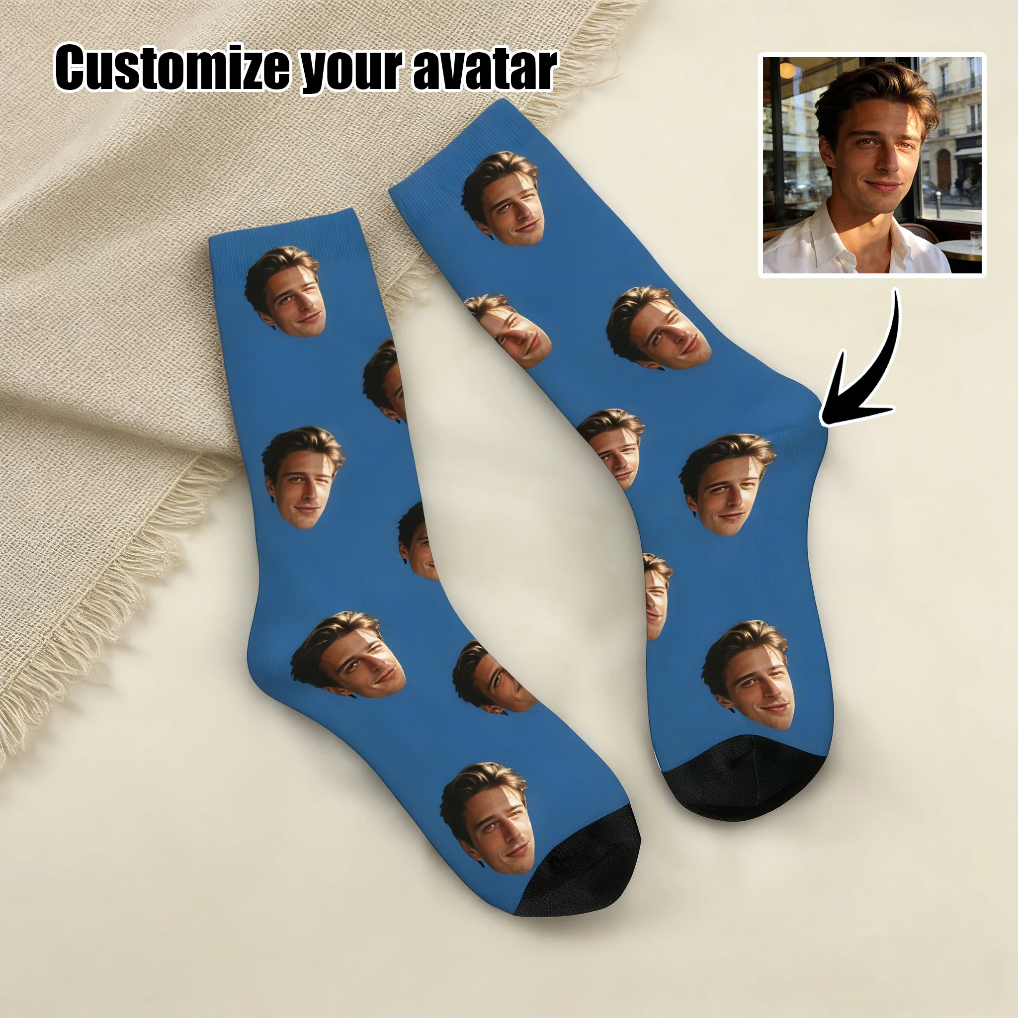 

Personalized funny face socks custom photo face socks as a gift for dad mom friends adult patterned socks