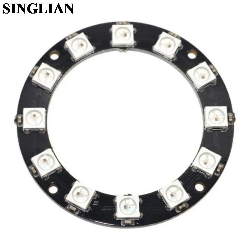 12-bit WS2812 5050 RGB LED-licht Ingebouwde full coloured drive Intelligent ontwikkelingsbord Ronde ringmodule 12 LED-lampkraal