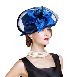 Wholesale High Quality lady party Hats With Large Flower Trim S10-948