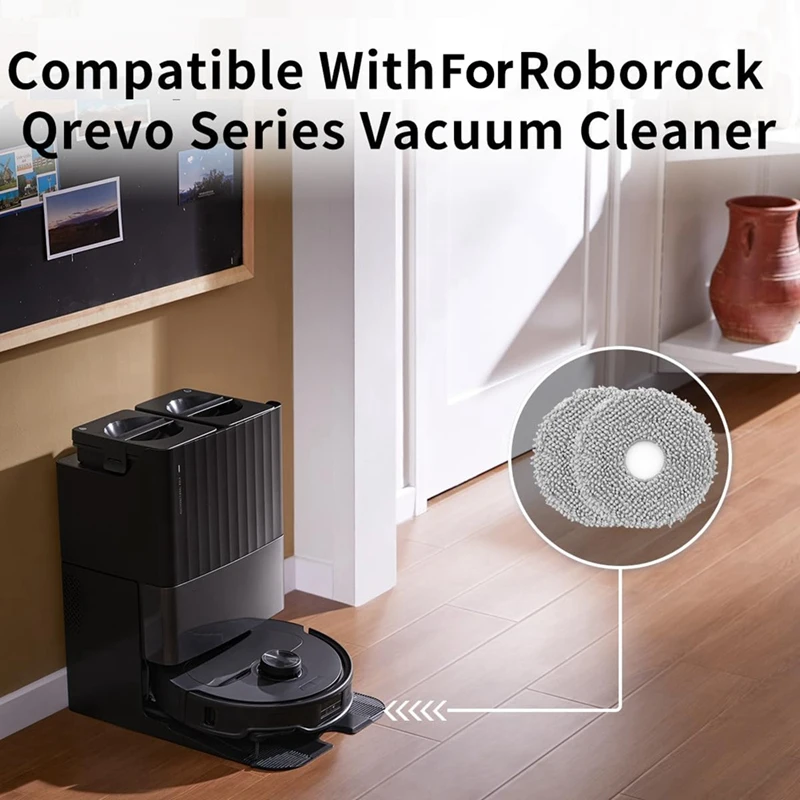 AC39-12PCS Microfiber Mop Cloths For Roborock Qrevo/Qrevo Maxv/Qrevo S/Qrevo Pro Robot Vacuum Cleaner Accessories