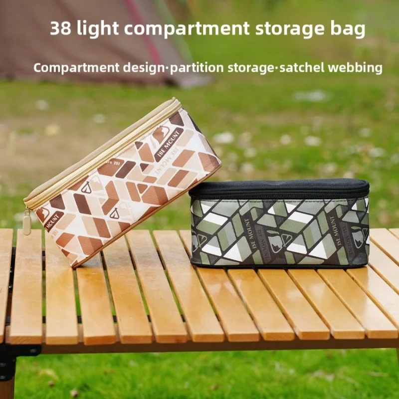 

Outdoor Portable 38-Light Camping Storage Bag with Removable Compartments for Camping Partitioned Handheld Utility Bag