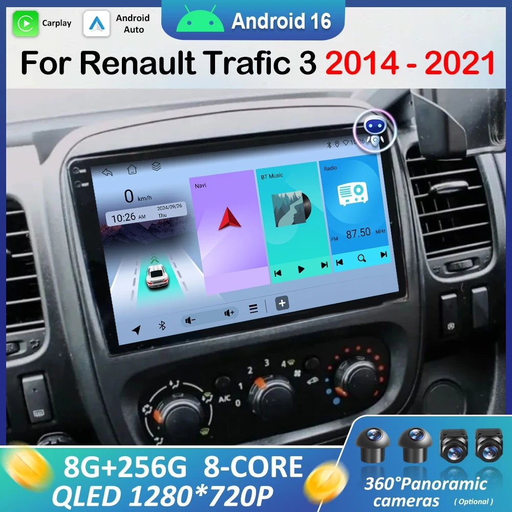 

Car Radio Multimedia Player Android OS for Renault Trafic 3 2014 - 2021 Opel Vivaro B 2014 - 2018 GPS WIFI DSP Stereo Head Unit