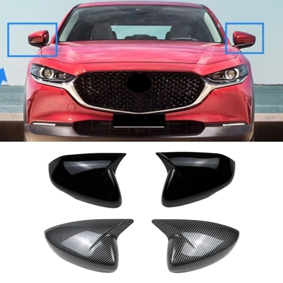 Cubierta retrovisora de coche, cubierta protectora de espejo lateral, cubierta de espejo retrovisor lateral para Mazda CX-30 2020-2023, Kit de carrocería, accesorios para coche