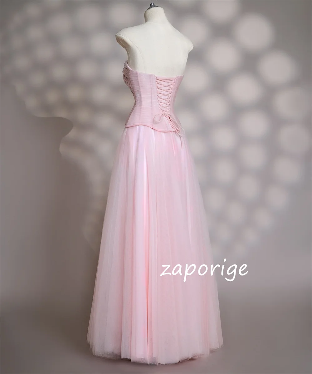 فساتين طويلة بدون حمالات على شكل حرف a مطرزة بشبكة رعوية مخصصة مناسبة مخصصة على الطراز الصيني Quinceanera رائعة