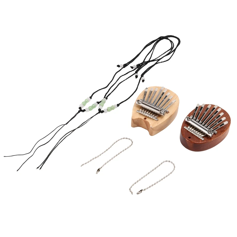 

2 Packs Kalimba 8 Keys Thumb Pianos Mini Kalimba Portable Wood Finger Thumb Piano Pendant Musical Instrument Gift