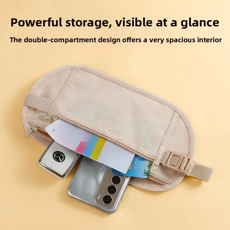 Invisible Anti-Theft Waist Pouch Portable Close-Fit Passport Belt Bag Lightweight Travel Sports Security Pouch for Men Women