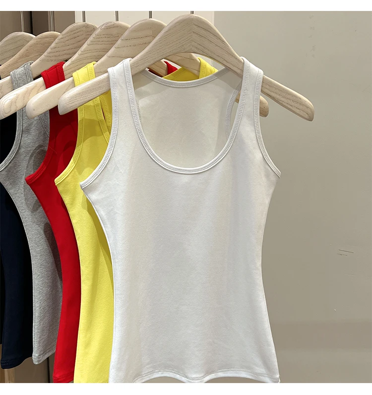 Zjaiss Damen Tanktop Einfarbiges Camisole 2026 Sommer Neu Minimalistisch Vielseitiges Ärmelloses Oberteil für Innen- und Außenbekleidung – Detail 5