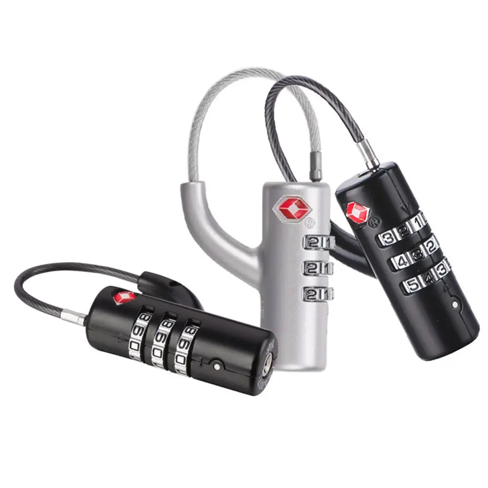 Waterproof Portable Small Padlock Customs Code Lock Combination Lock Padlock with Steel Cable TSA Customs Lock