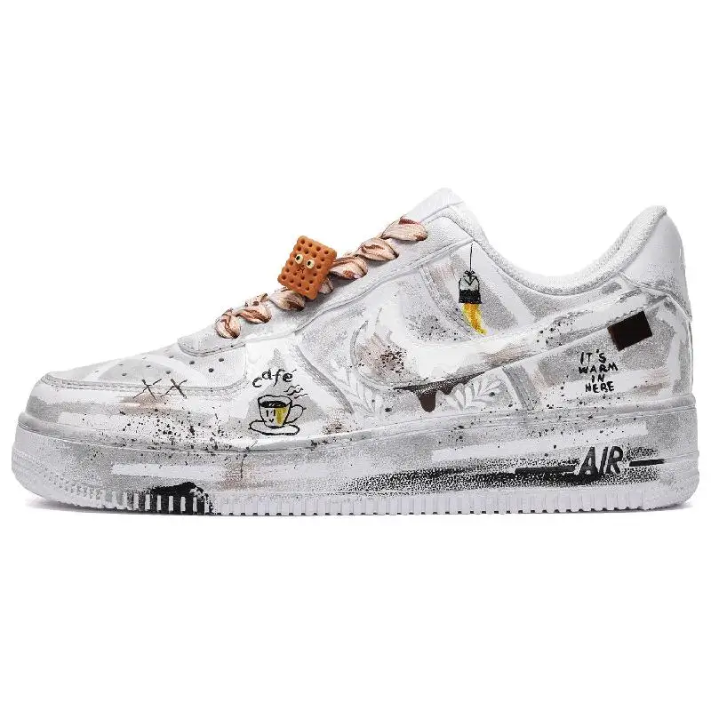 【Customize】Nike Air Force 1 Skateboarding Shoes Men Low-top Gray/White Sneakers shoes CW2288-111