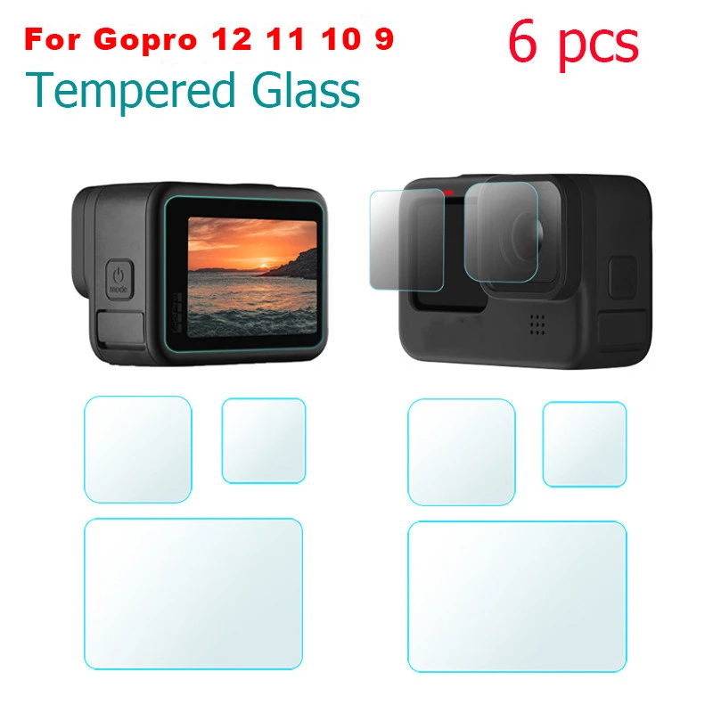 6X Camera Tempered Glass Film Screen Protector Films For GoPro Hero 12 11 10 9 Black Action Camera