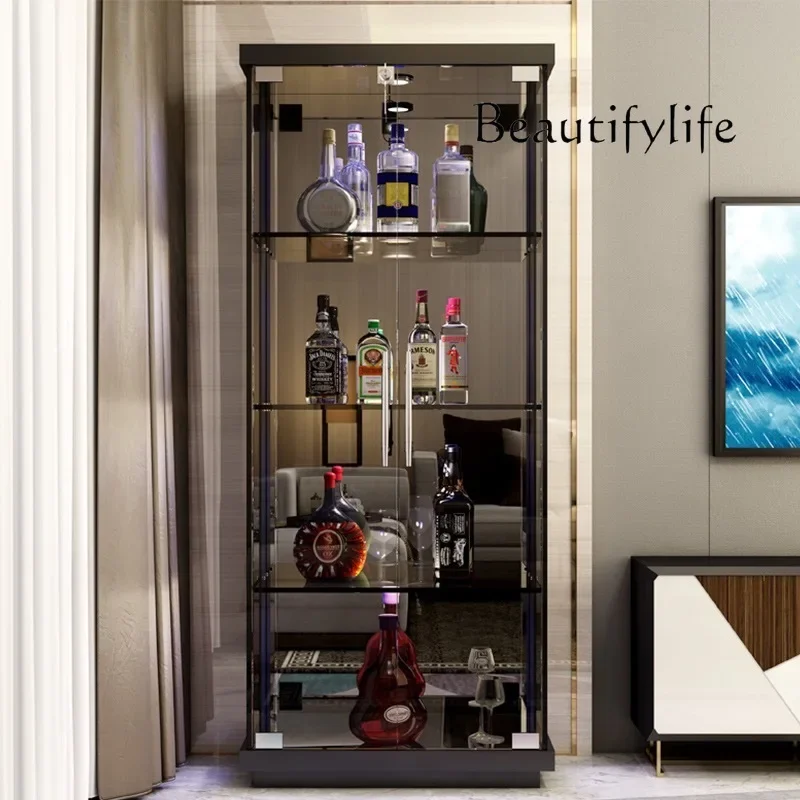 G45 French Style Custom. LED Glass Shelf Collectible Display Showcase Living Room Transparent Glass Display Cabinet