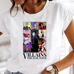 Disney Villains Printing Women's Funny T Shirts 2024 Summer Round Neck Y2k Clothes Graphic T Shirts 90s Top Tee Cheap Clothes