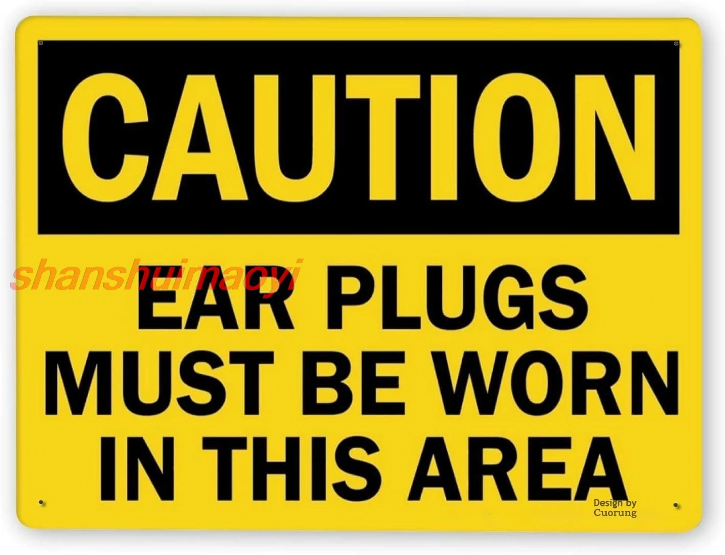 Man Cave Decor Warning Sign Rules Sign,caution Ear Plugs Must Be Worn In This Area Iron Painting Multi-scene Use 8x12 In ALIMAO