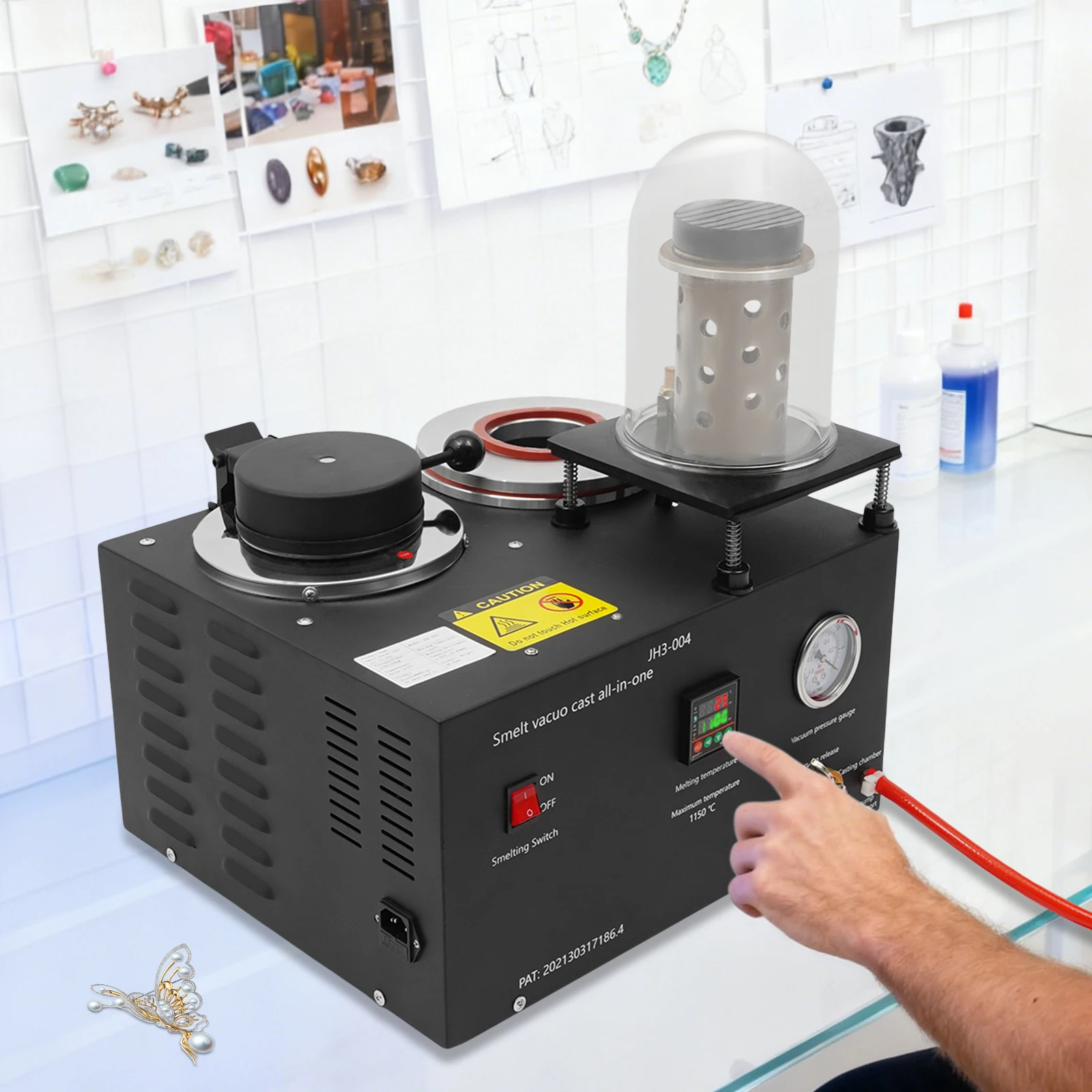 

1500W Cast Vacuum and Melting Machine 110V Jewelry Tools Jewelry Equipment, Vacuum Suction Machine Casting Machine for Jewelry