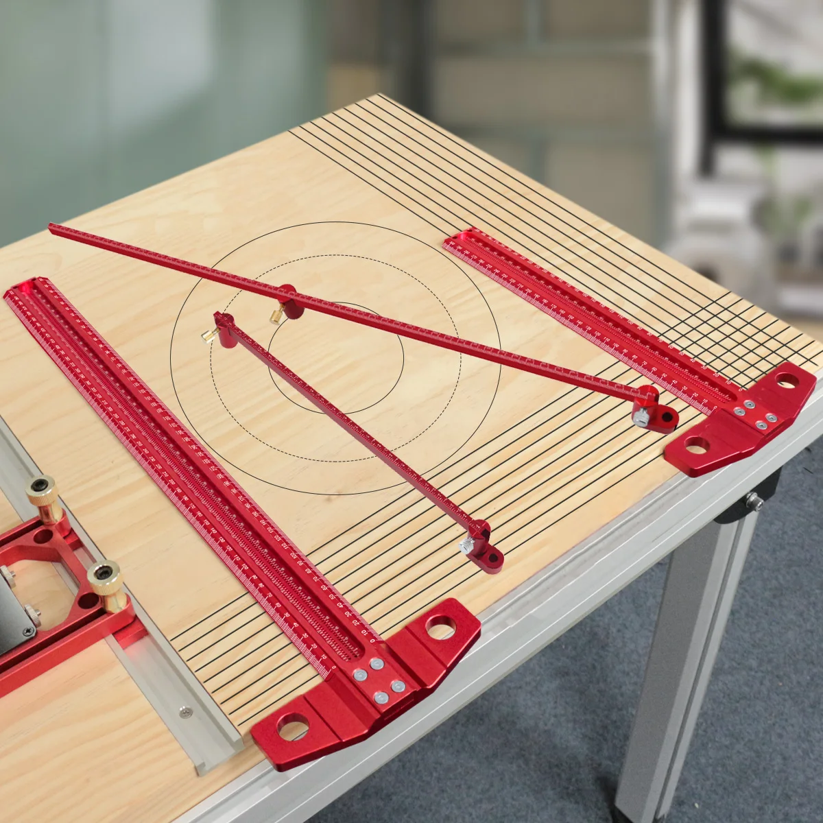 Precyzyjny przymiar T do znakowania 300/500 mm i cyrkiel kreślarski, cyrkiel okrągły, przymiar do znakowania, luksusowy przekreślony otwór