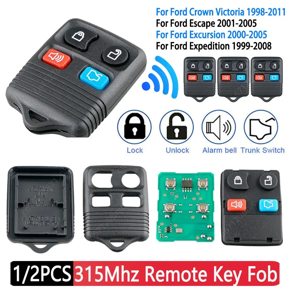 2/1Pcs 4/3Button bezkluczykowy dostęp do pojazdu pilot zdalnego sterowania 315MHz Clicker dla Ford Crown Victoria Escape exturing Explorer fokus