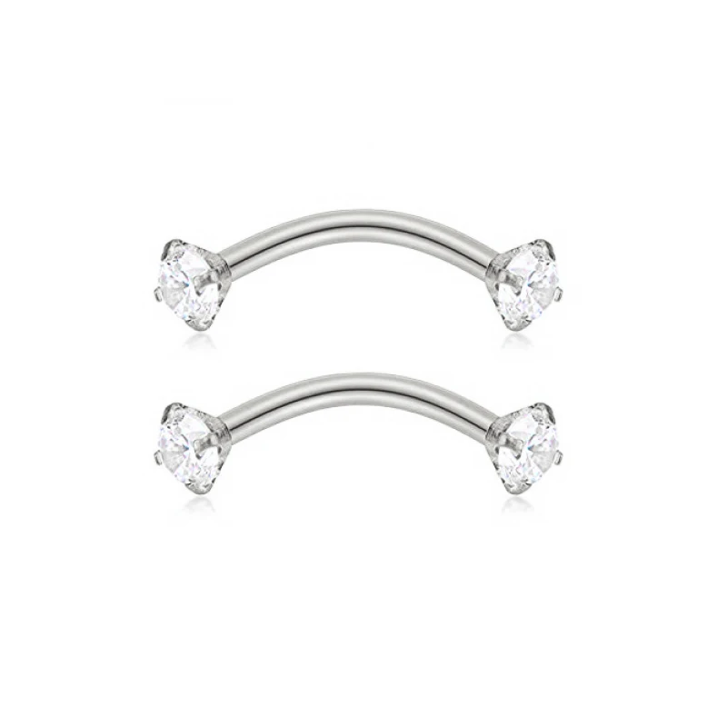 Cubic zirconia Eyebrow Piercing 16G 316L Surgical Steel Ear Cartilage Daith Stud Earrings  Body Piercing Jewelry