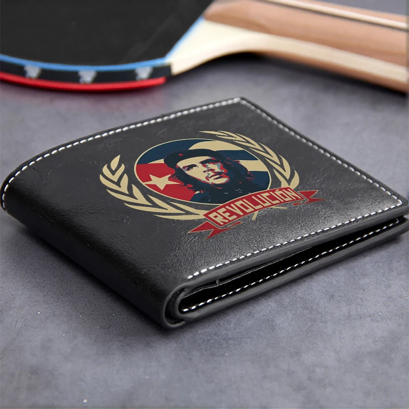 REVOLUCION PU LEATHER MEN'S BIFOLD WALLET WITH CHE GUEVARA EMBLEM LIGHTWEIGHT DURABLE DESIGN FOR MODERN PROFESSIONALS