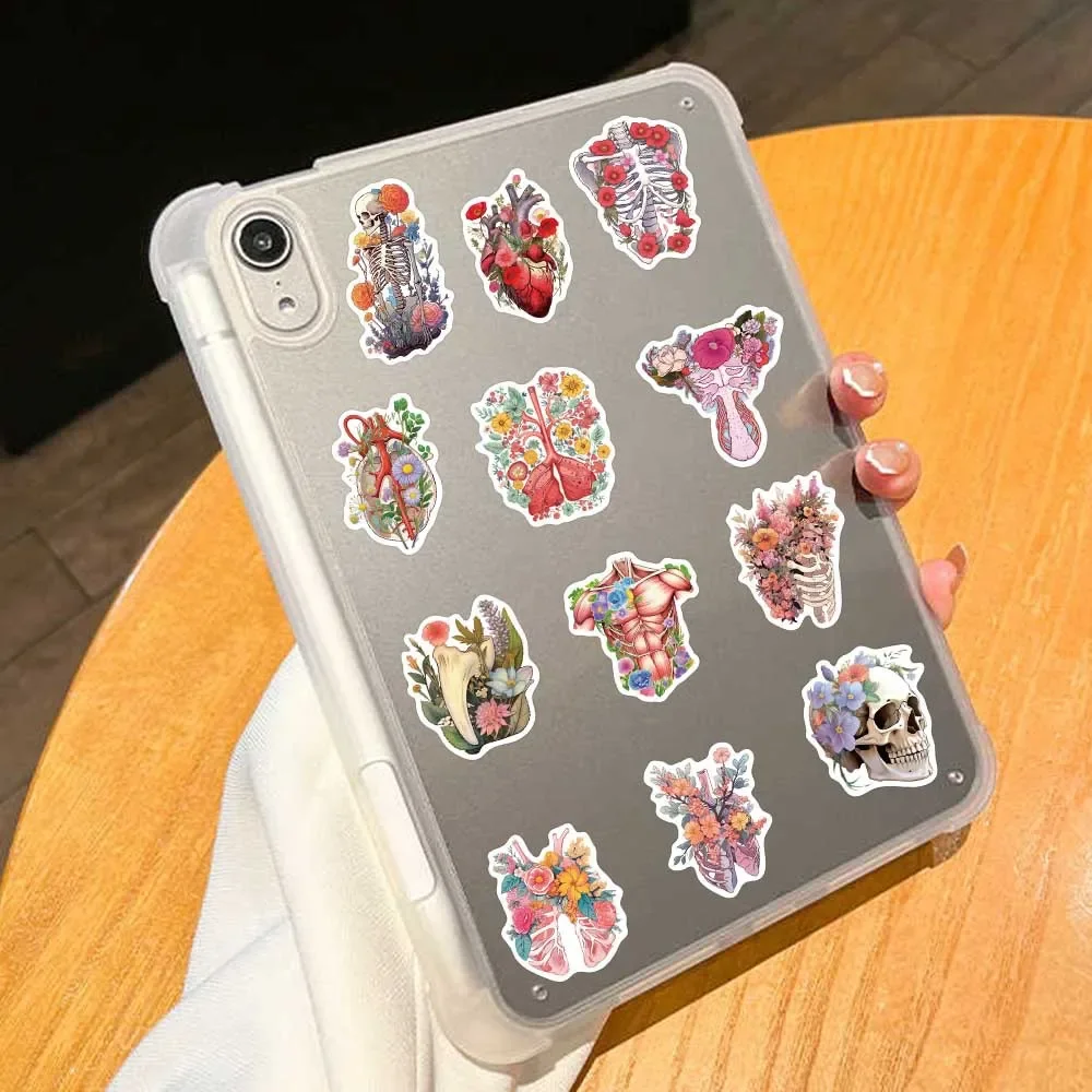 10/50pcs Human Anatomy with Flowers Stickers Body Part Stickers Luggage Bottle Skateboard Laptop Guitar Car Sticker Decals Toy