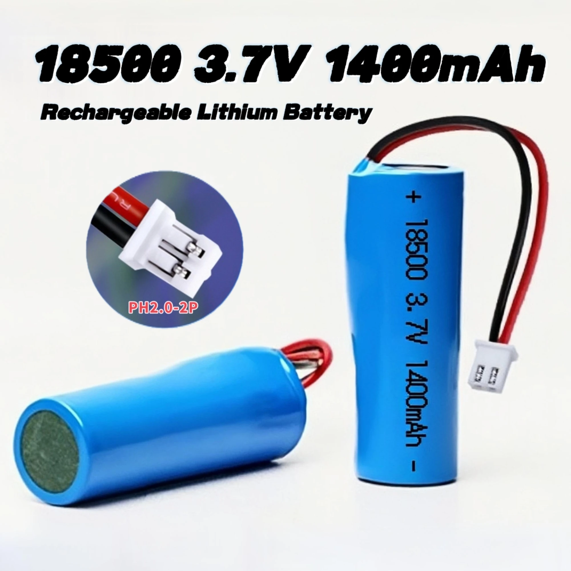18500 3.7V 1400mAh Rechargeable Lithium Battery with Connector Wires for Flashlight Electric Toothbrush Radio Keyboard Mouse
