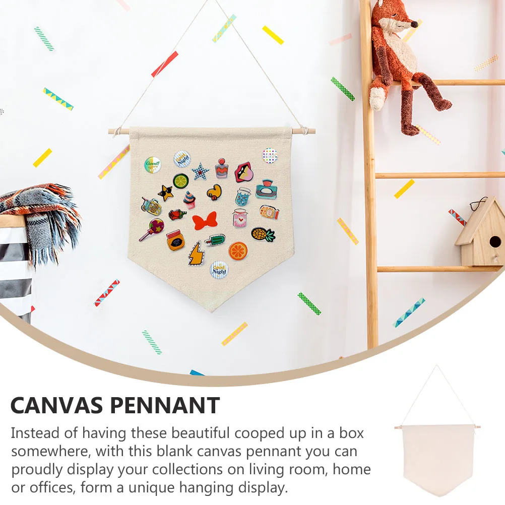 

2Pcs Pin Display Canvas Banner Natural Cotton Plain Hanging Display Badge Collection for Home Office Decor