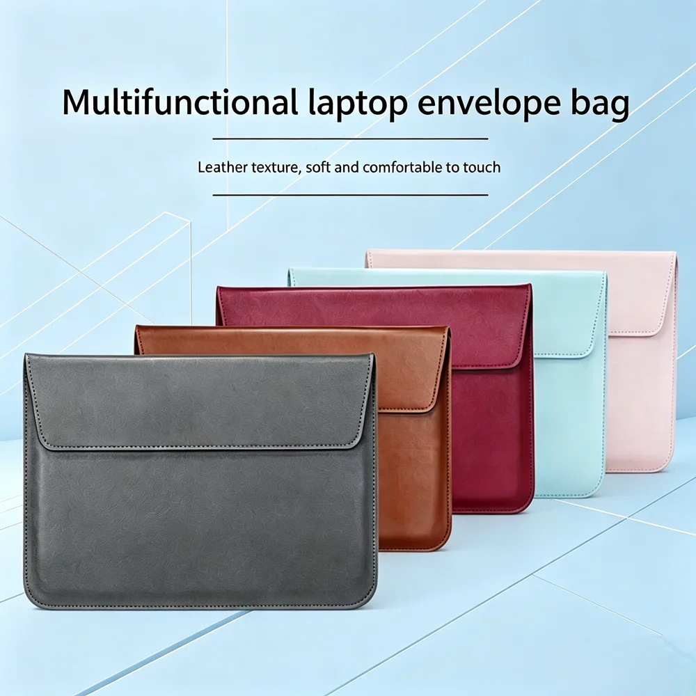 Blue 11.6 13.3 15.4 Inch Horizontal Laptop Bag, Slim Leather Laptop Sleeve,Compatible with MacBook Lenovo Samsung ASUS laptop