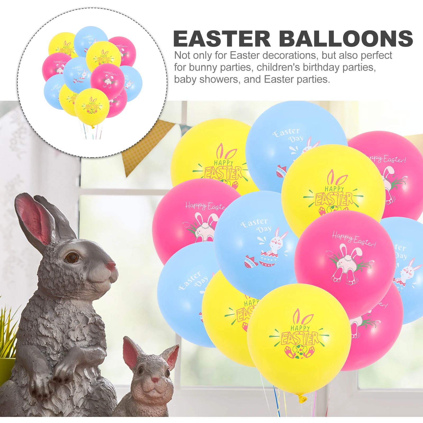 

30pcs Easter Party Balloons Decorative Supplies Bunny Spring Festival Latex Birthday Baby Shower Outdoor Indoor