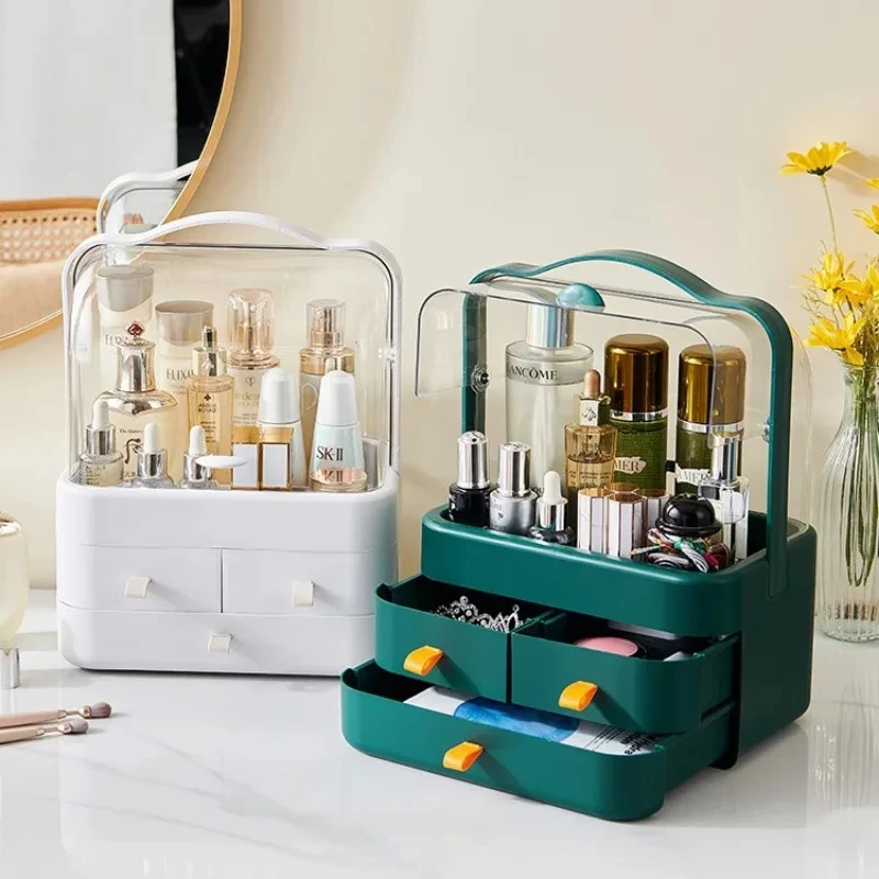 

Desktop Makeup Storage Box Large Capacity Dust-proof Makeup Storage Box Home with Lid Bathroom Jewelry Waterproof Organizer