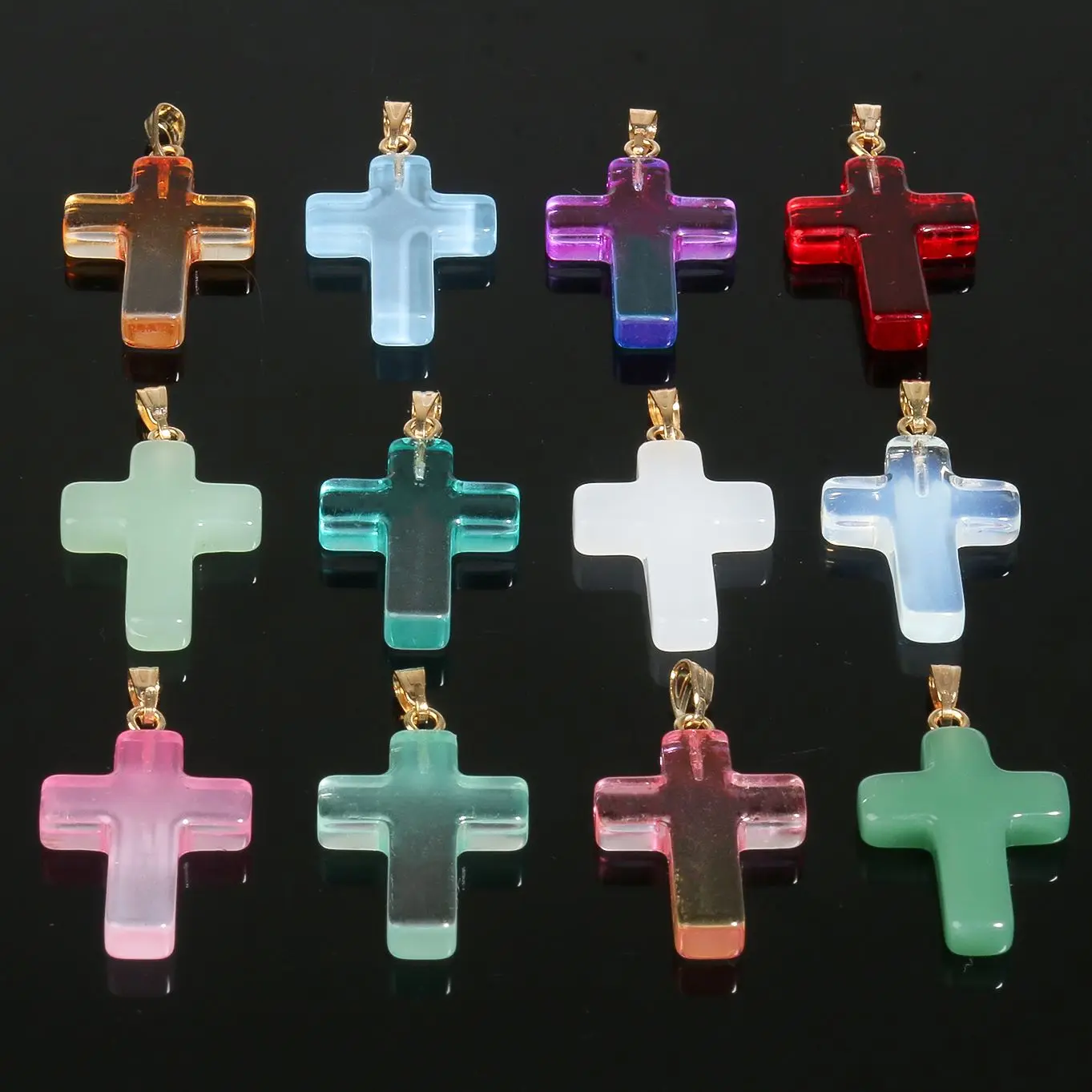 10pcs/lot 18x25mm Colorful Cross Shape Lampwork Crystal Glass Charms Pendant for DIY Earring Necklace Buckle Pendant Accessories