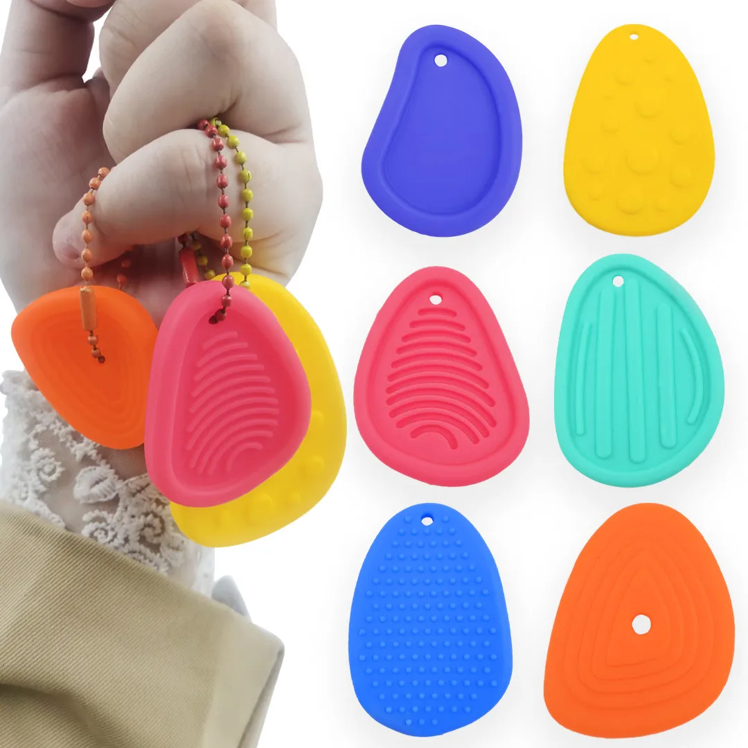 6 PCS Of Sensory Activity Stone Can Twistable Rock Non-Toxic ABS Soft Silicone Texture Worry Stones Stress Relief Toys 1 Packs