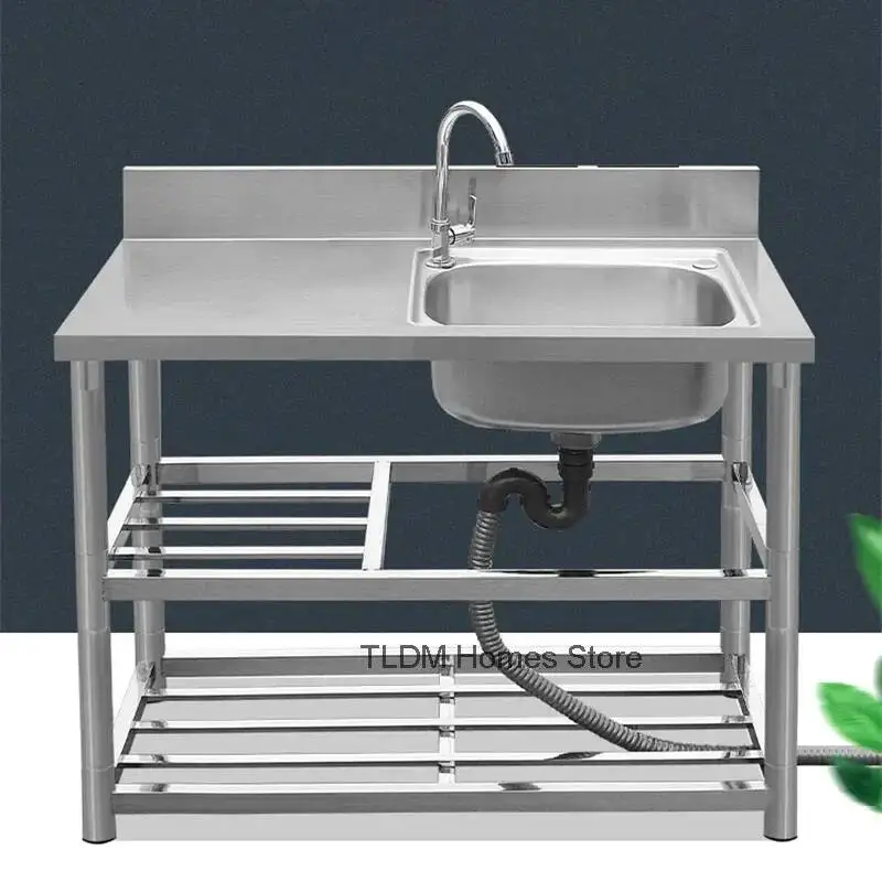 Sinks Bracket Modern with Commercial Kitchen Light Luxury Stainless Steel Dishwashing Washing Sink Countertop Integrated Cabinet