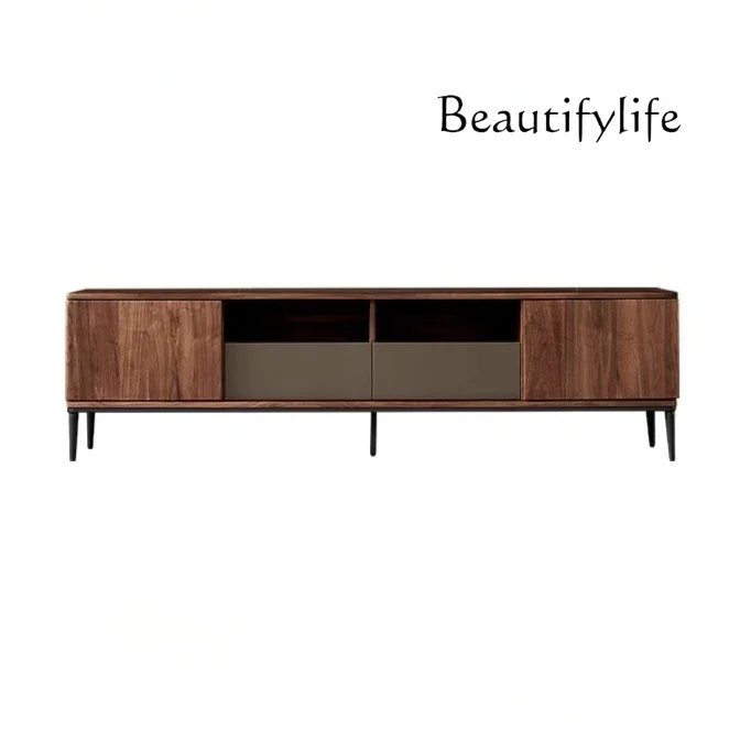 Y North American Black Walnut Solid Wood TV Cabinet Nordic Modern Simple Log Living Room Storage Floor Cabinet