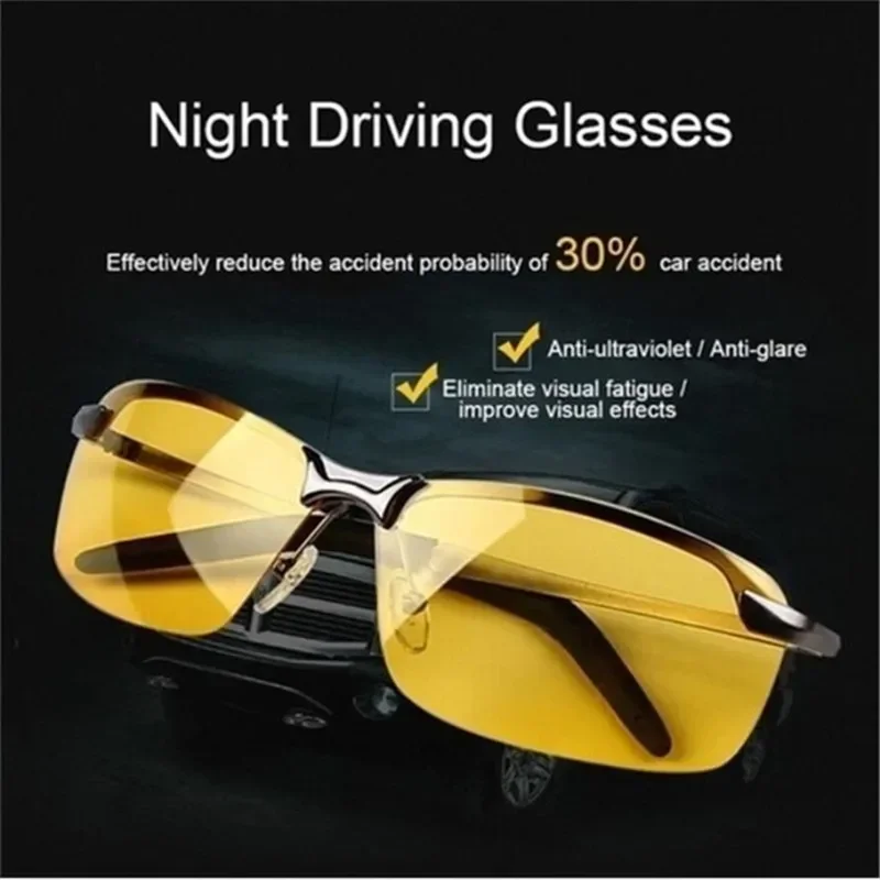 Gafas de sol de ciclismo con visión nocturna Anti-UV para hombres, gafas de conducción diurna y nocturna, gafas polarizadas para adultos, gafas de