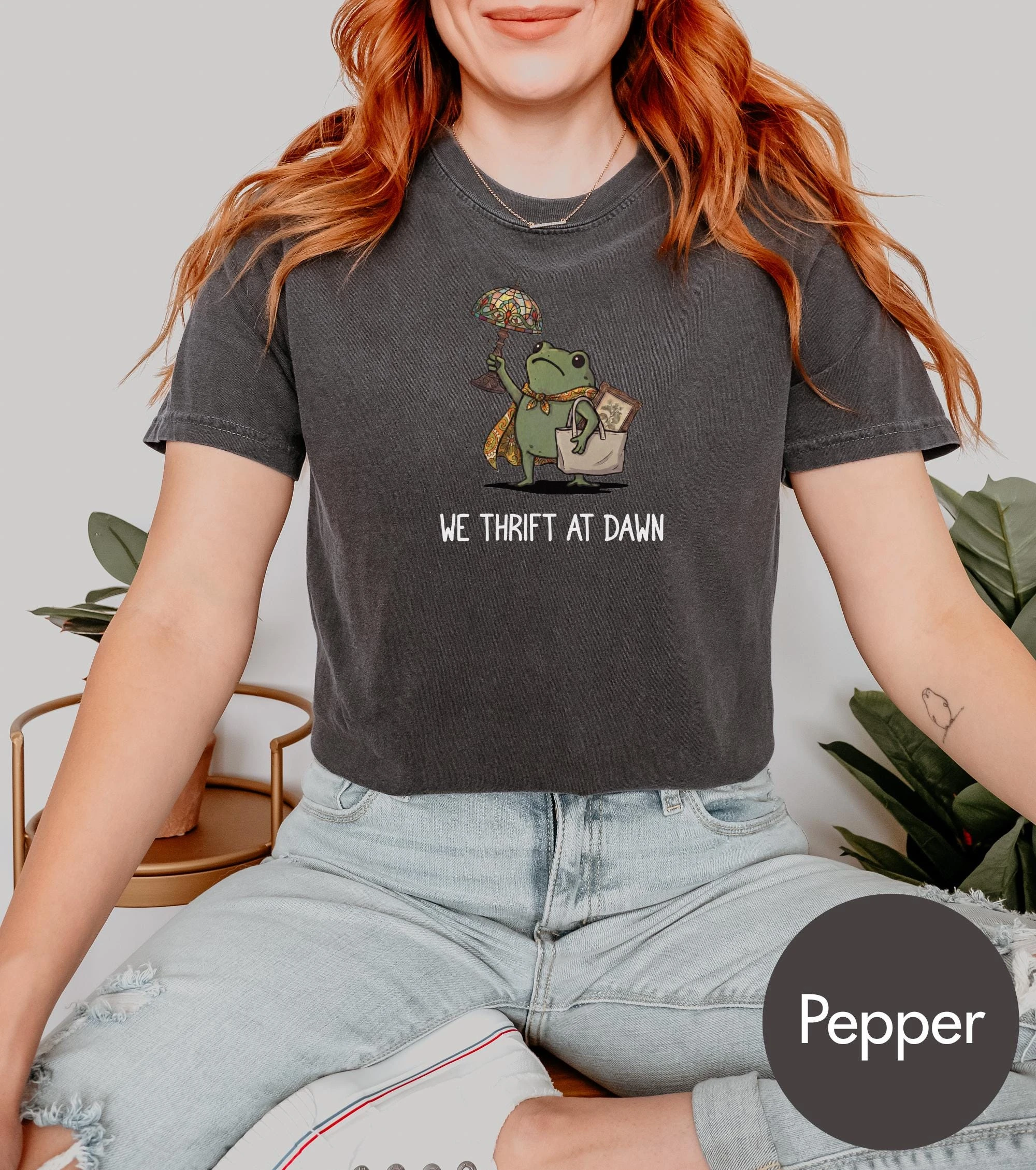 We Thrift At Dawn Shirt, Funny Frog Meme Thrifting Tee, Thrift Lover TShirt, Vintage Collector Gift