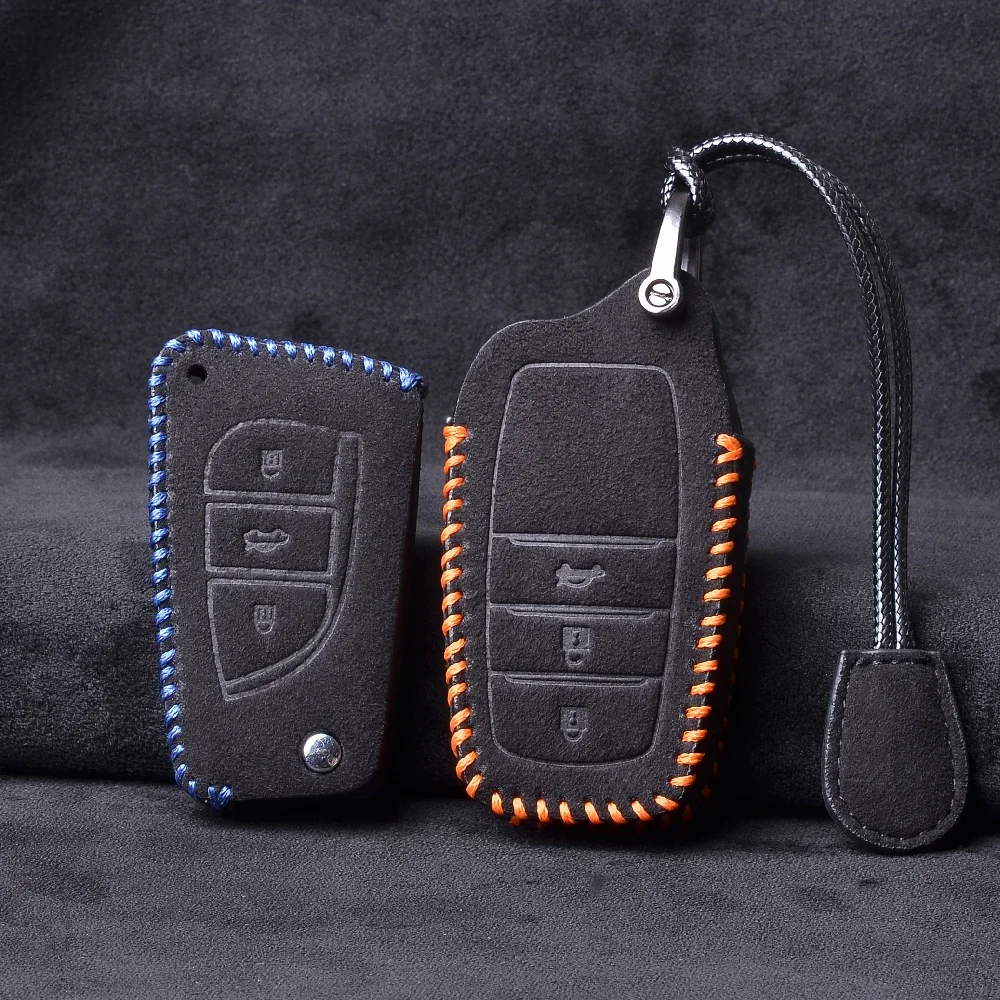 Leather Car key case key cover For Toyota Prius Camry Corolla CHR RAV4 Prado Crown Hilux Fortuner Land Cruiser Avensis keychain