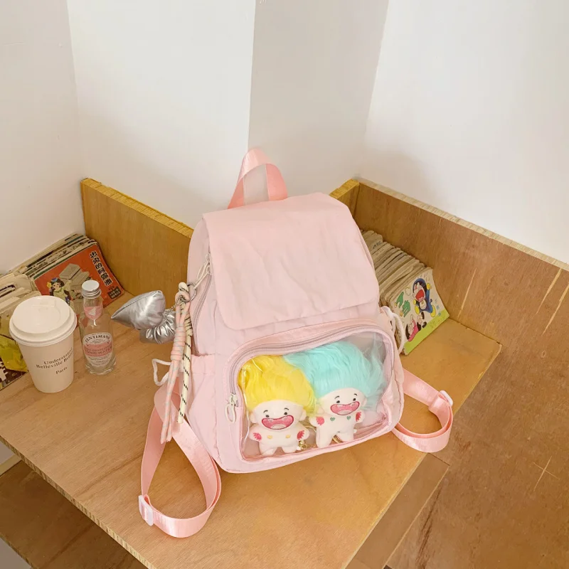 Transparent backpack for girls, junior high school students, high aesthetic value, unique design, lightweight travel backpack