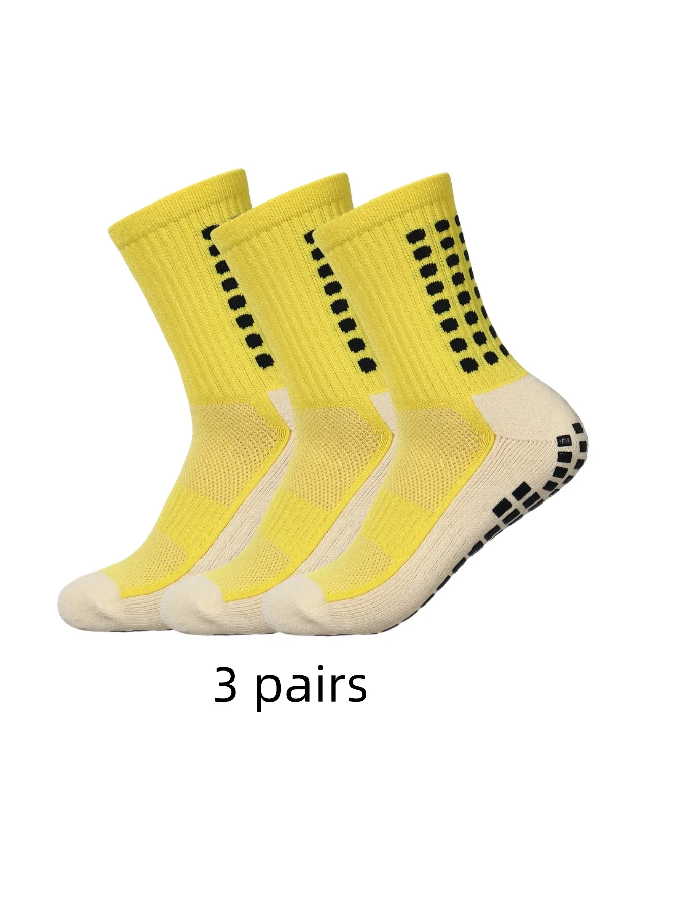 3 pairs of anti-skid classic sports socks with adhesive points, football socks Basketball socks