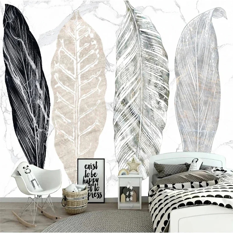 Custom 3D Mural Wallpaper Modern Marbling Leaf Pattern Living Room Sofa TV Background Wall Papers Papel De Parede 3D Home Decor