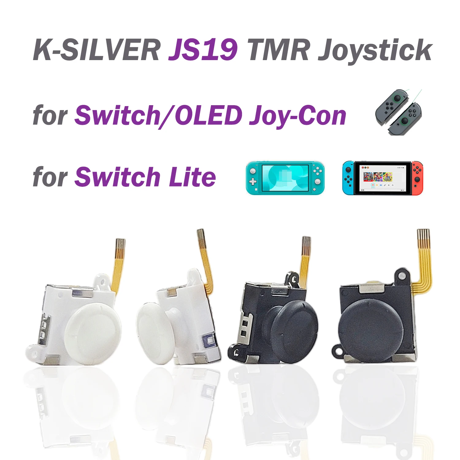 10PCS K-SILVER JS19 White TMR Joystick for Switch/NS OLED Joy-Con for NS Lite TMR Electromagnetic 3D Analog Joystick ThumbStick