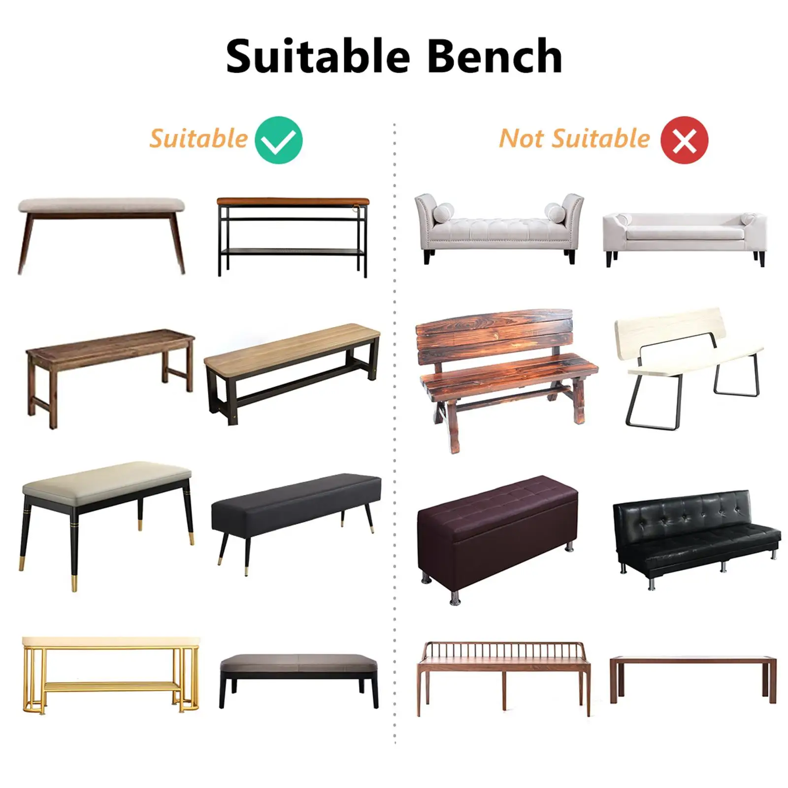 Dining Bench Covers Thick Velvet Bench Cover Bed Bench Cover Removable Washable Bench Seat