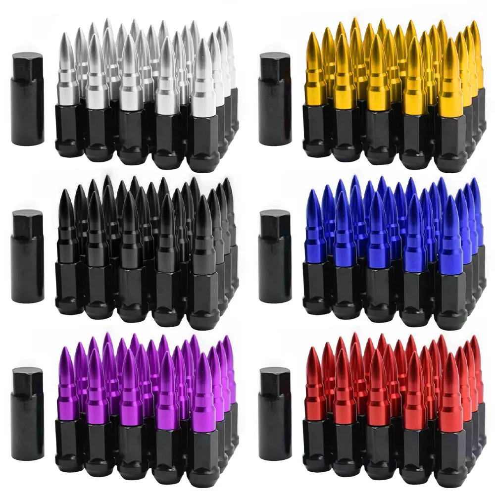 

Aluminum Alloy Anti-Theft Steel Head with Socket - 20PCS Universal Spiked Racing Lug Nuts M12x1.25/M12x1.5