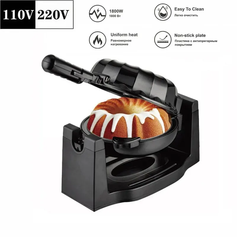 for US Standard Flip Bread Machine Donut Maker 110V Household Cake Maker Breakfast Maker Toaster
