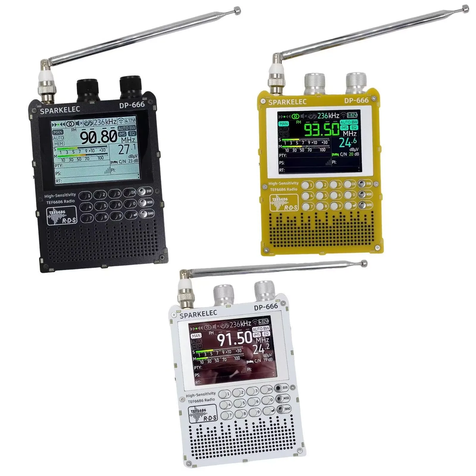 New DP-666 TEF6686 Radio High Sensitivity Full Band FM AM LW MW SW Shortwave ESP32 RDS 2.8 inch IPS LCD