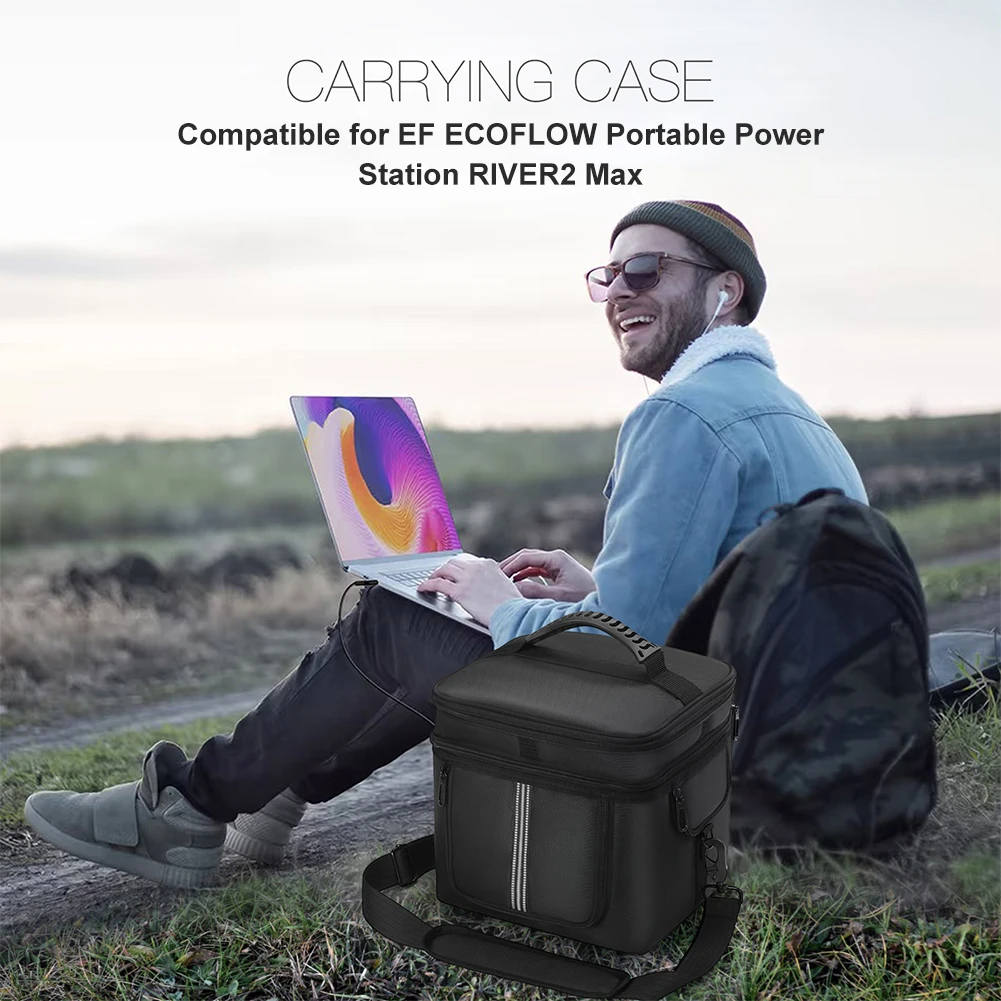 Portable Power Station Bag  Multiple Pockets with Shoulder Strap & Handle for Ecoflow River 2 Pro & Ecoflow River 2 Max