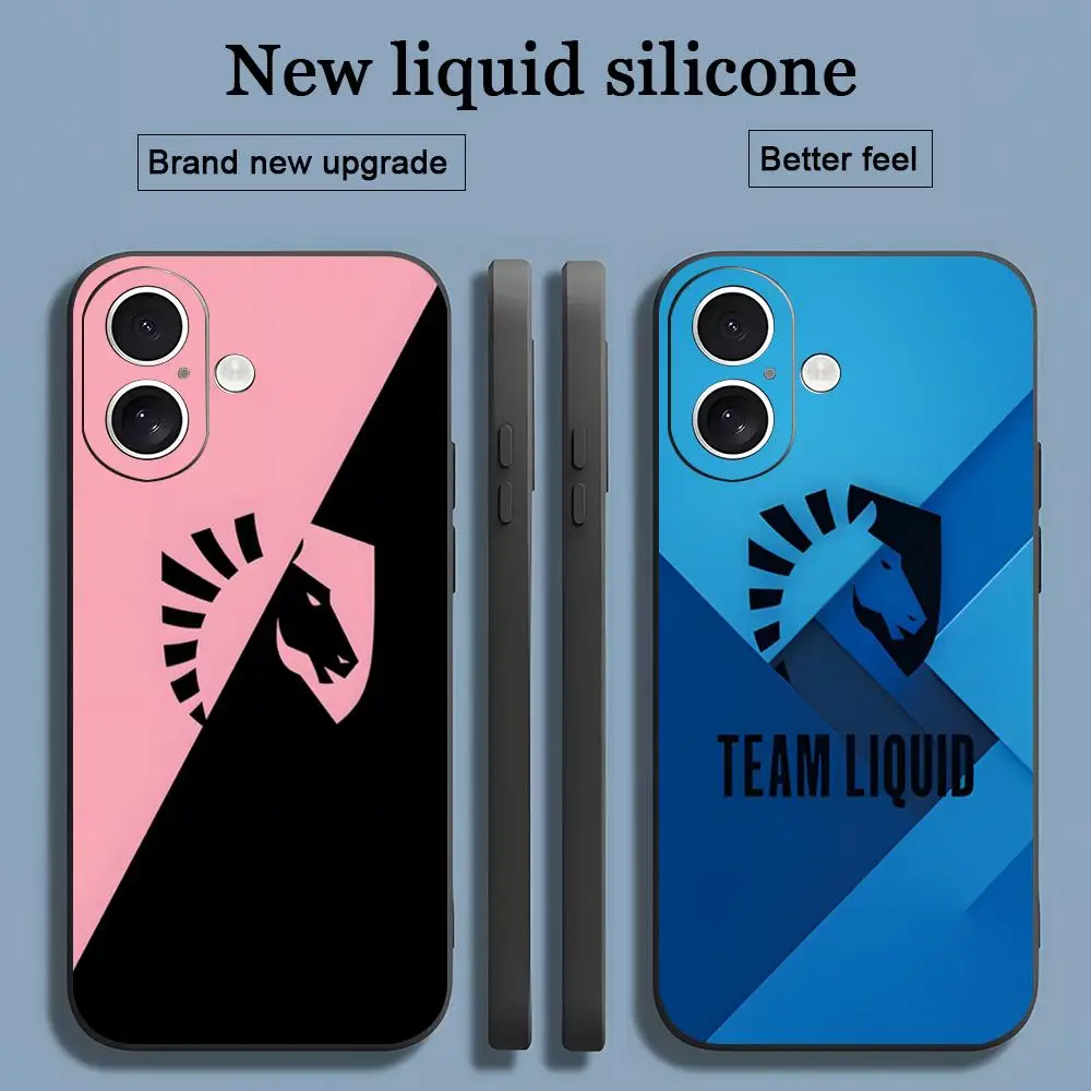 Funda para Teléfono L-Liquid Esports Team esports para iPhone 17 16 15 14 13 12 11 X XR XS 8 Plus Mini Pro Max, Negra, Suave, Antigolpes