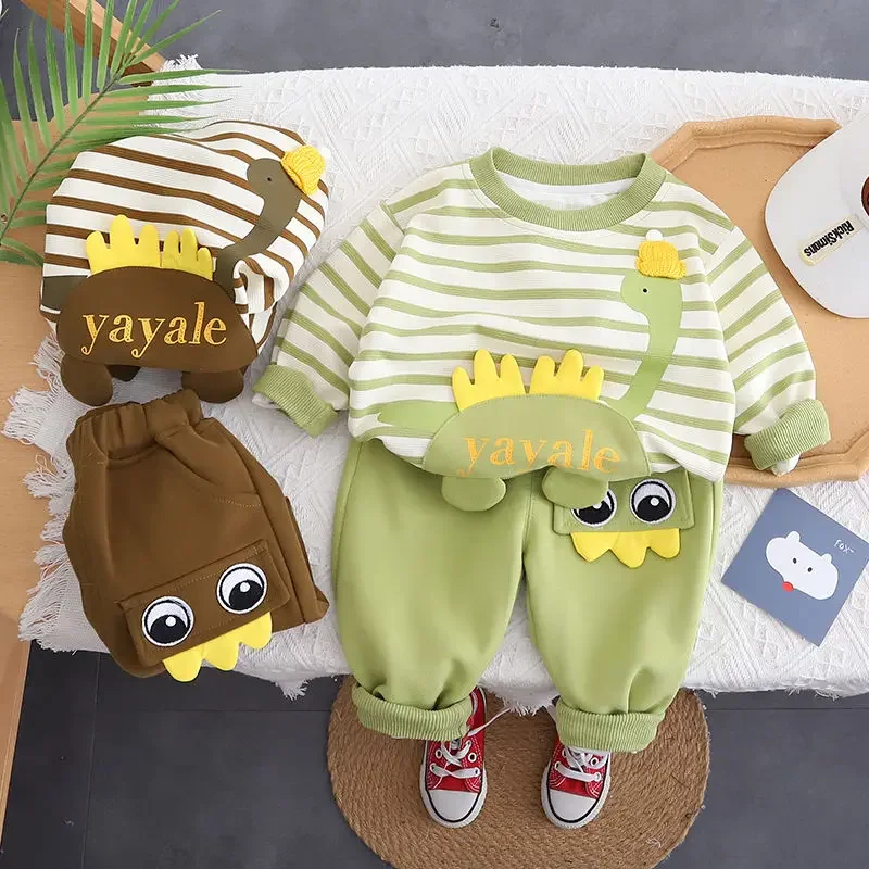 Ropa para niños, chándales para niños pequeños, ropa de manga larga con dibujos de dinosaurios, conjunto de pantalones, trajes de algodón de 1, 2, 3, 4 y 5 años