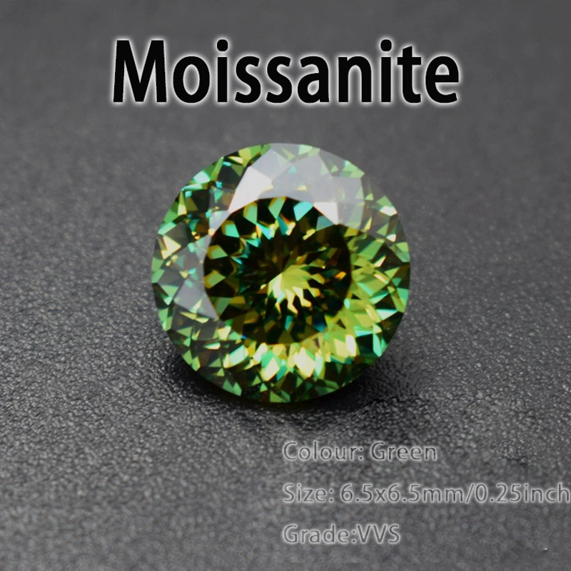 Moissanita verde facetado 6,5x6,5mm 1ct DIY anillo y COLLAR COLGANTE