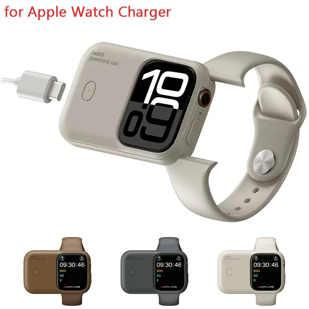 

Беспроводное портативное зарядное устройство Power Bank Чехол для Apple Watch ultra 49 45 44 40 41, запасной аккумулятор Powerbank для серии 9 8 7 6 5 \[]0