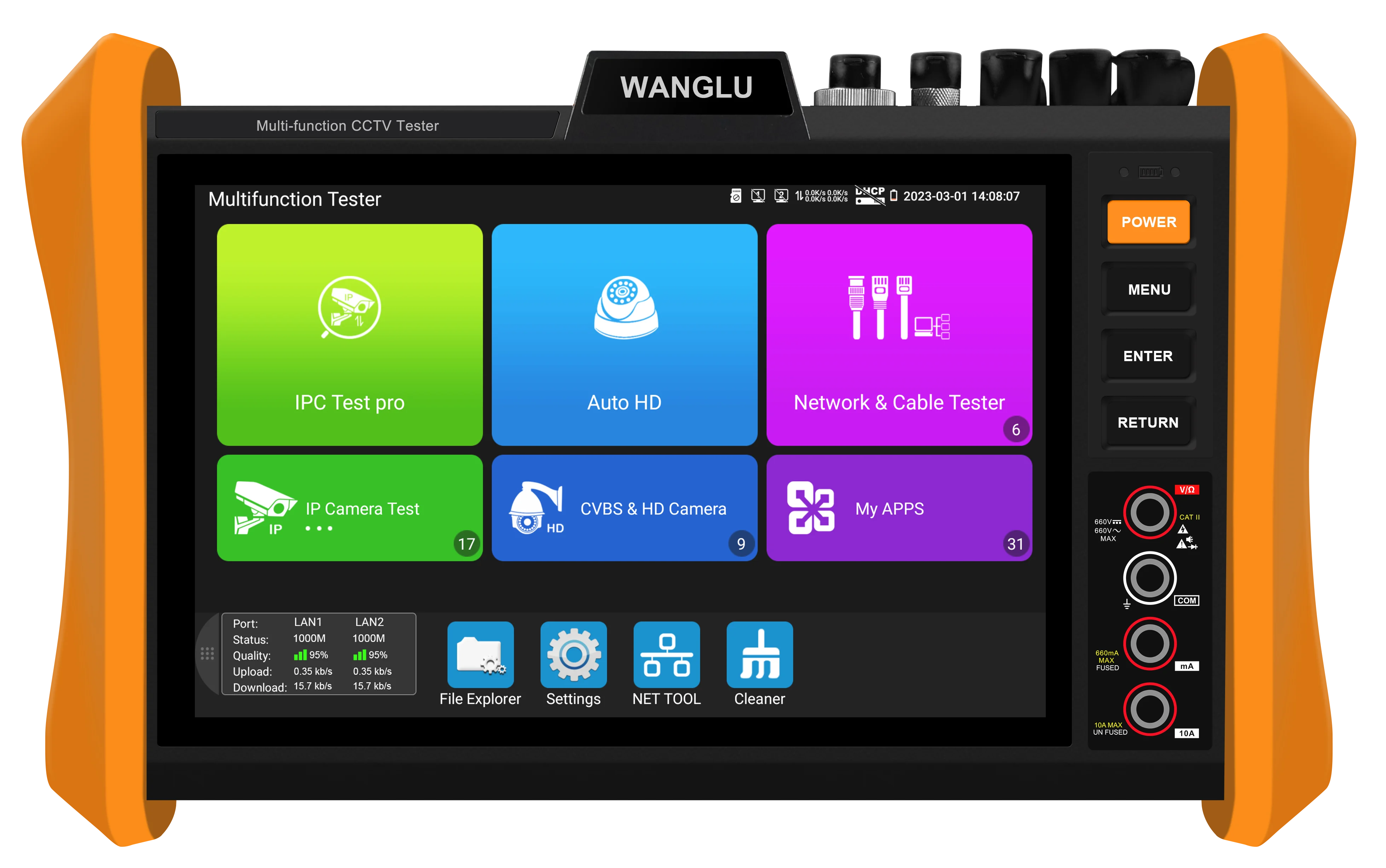 CCTV Tester Professional 8'' IPS touch screen 8K H.265 IP 8MP AHD/TVI/CVI HDMI/VGA Support POE++,SFP Module IP Camera Tester