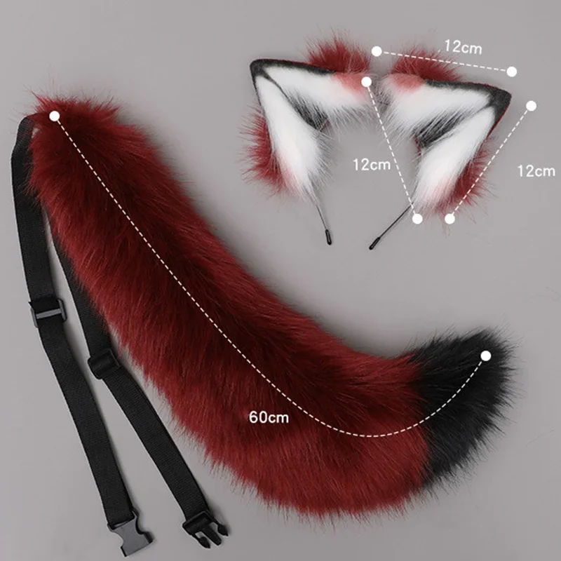 Orejas de zorro rojo de Anime, diadema de cola de bestia, orejas de Lobo, orejas de gato, COSPLAY personalizado, dorado, accesorios para el cabello de felpa, nuevo